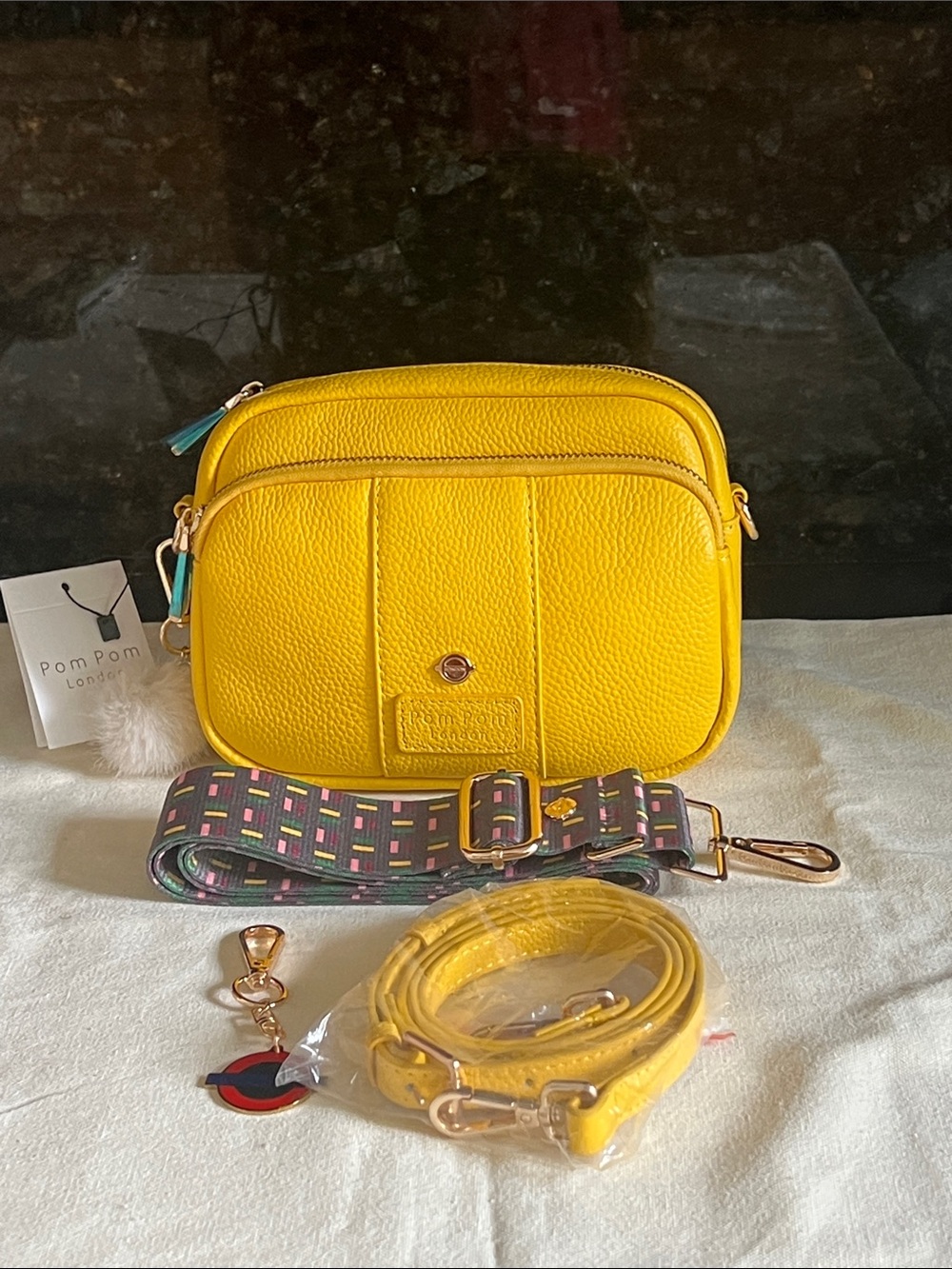 Pom Pom London TfL Circle Line Yellow Leather Crossbody Bag
